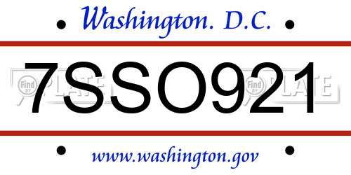 7SSO921 District Of Columbia License Plate