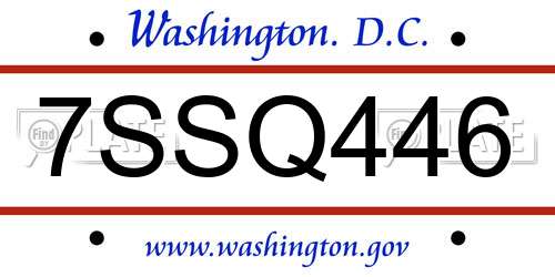 7SSQ446 District Of Columbia License Plate