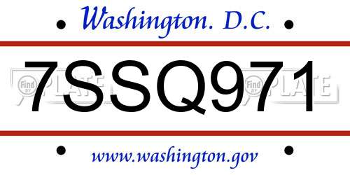 7SSQ971 District Of Columbia License Plate