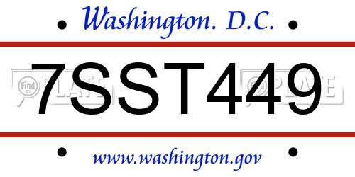7SST449 District Of Columbia License Plate