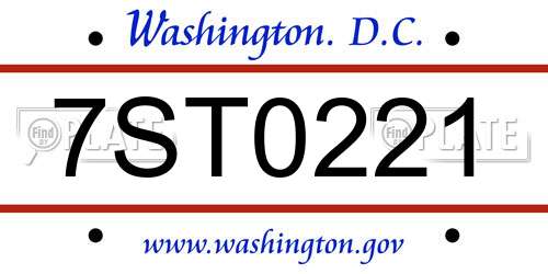 7ST0221 District Of Columbia License Plate