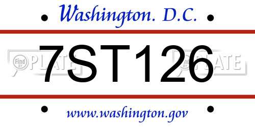 7ST126 District Of Columbia License Plate