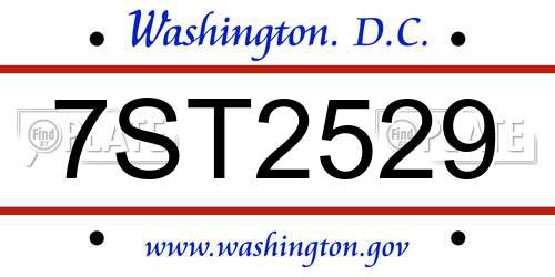 7ST2529 District Of Columbia License Plate