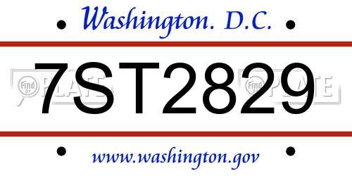 7ST2829 District Of Columbia License Plate
