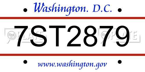 7ST2879 District Of Columbia License Plate