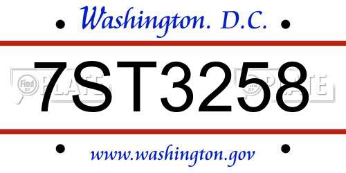 7ST3258 District Of Columbia License Plate