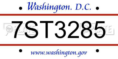 7ST3285 District Of Columbia License Plate
