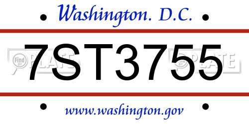 7ST3755 District Of Columbia License Plate