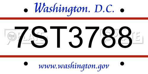 7ST3788 District Of Columbia License Plate