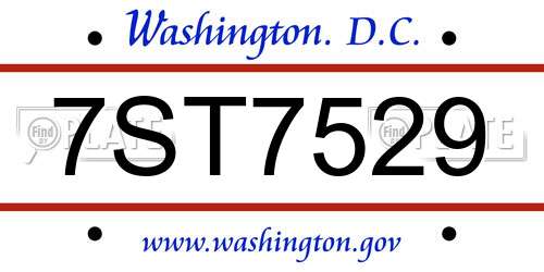 7ST7529 District Of Columbia License Plate