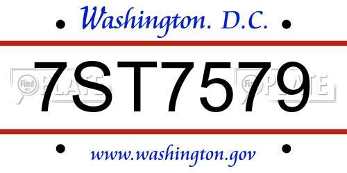 7ST7579 District Of Columbia License Plate