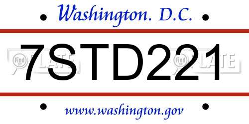 7STD221 District Of Columbia License Plate