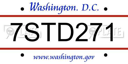 7STD271 District Of Columbia License Plate