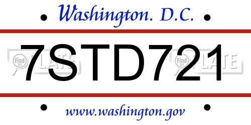 7STD721 District Of Columbia License Plate