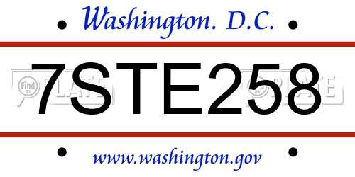 7STE258 District Of Columbia License Plate