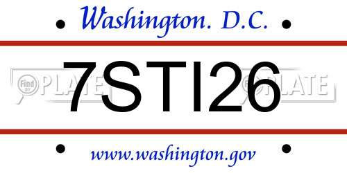 7STI26 District Of Columbia License Plate