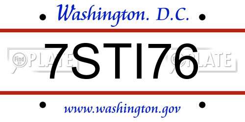 7STI76 District Of Columbia License Plate