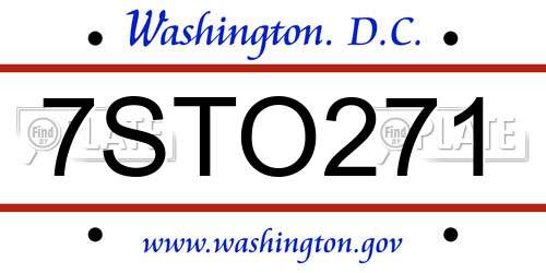 7STO271 District Of Columbia License Plate