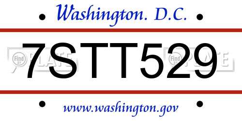 7STT529 District Of Columbia License Plate