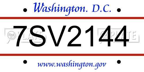 7SV2144 District Of Columbia License Plate