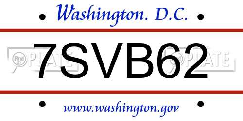 7SVB62 District Of Columbia License Plate