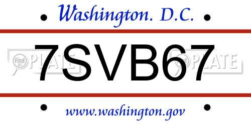 7SVB67 District Of Columbia License Plate