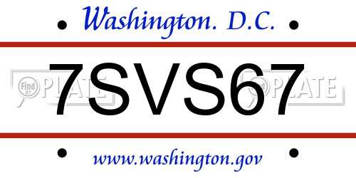 7SVS67 District Of Columbia License Plate