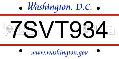 7SVT934 District Of Columbia License Plate