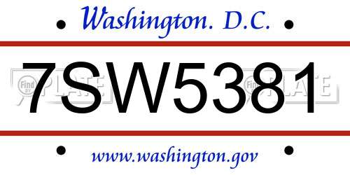 7SW5381 District Of Columbia License Plate