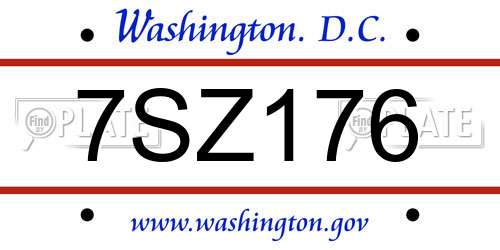 7SZ176 District Of Columbia License Plate