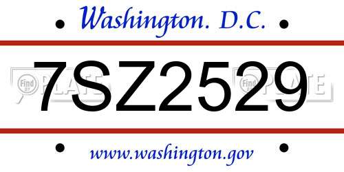 7SZ2529 District Of Columbia License Plate