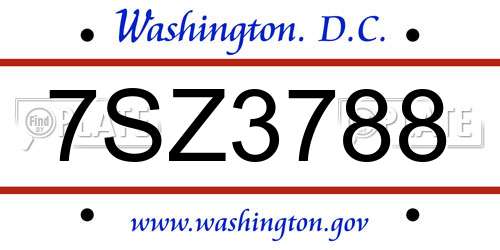7SZ3788 District Of Columbia License Plate