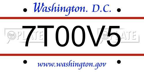 7T00V5 District Of Columbia License Plate