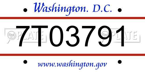 7T03791 District Of Columbia License Plate