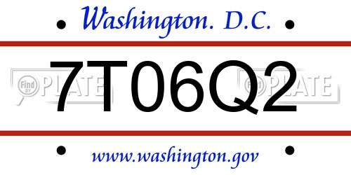7T06Q2 District Of Columbia License Plate