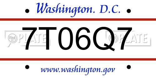 7T06Q7 District Of Columbia License Plate