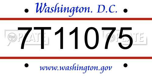 7T11075 District Of Columbia License Plate