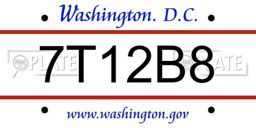 7T12B8 District Of Columbia License Plate