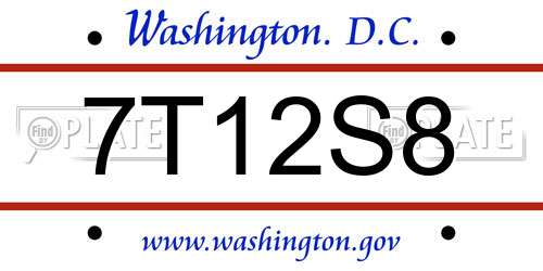 7T12S8 District Of Columbia License Plate