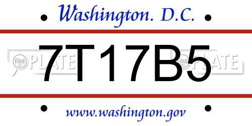 7T17B5 District Of Columbia License Plate