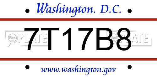7T17B8 District Of Columbia License Plate