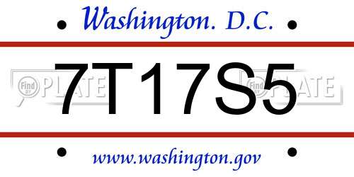 7T17S5 District Of Columbia License Plate