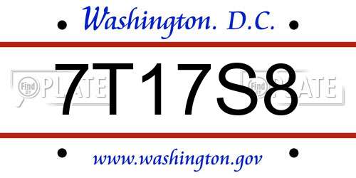 7T17S8 District Of Columbia License Plate