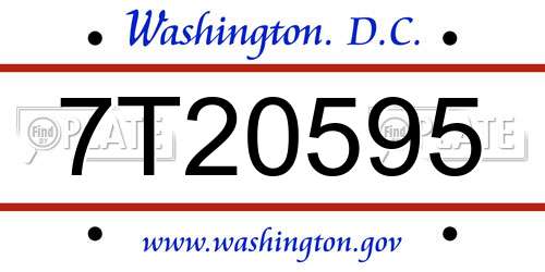 7T20595 District Of Columbia License Plate