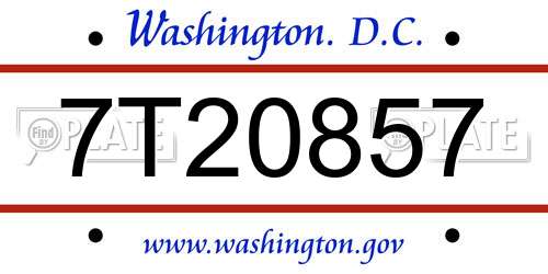 7T20857 District Of Columbia License Plate