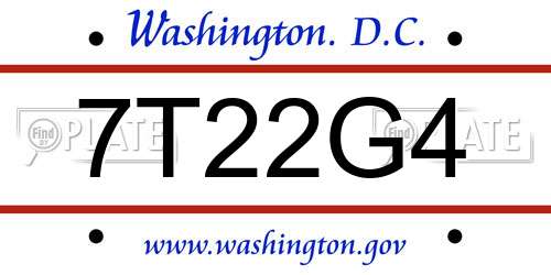 7T22G4 District Of Columbia License Plate