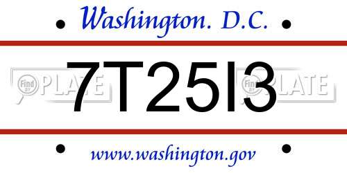 7T25I3 District Of Columbia License Plate