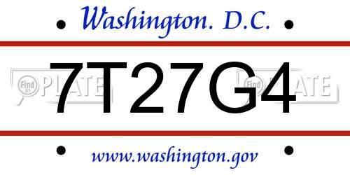 7T27G4 District Of Columbia License Plate