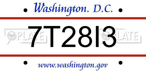 7T28I3 District Of Columbia License Plate