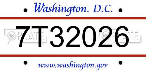 7T32026 District Of Columbia License Plate